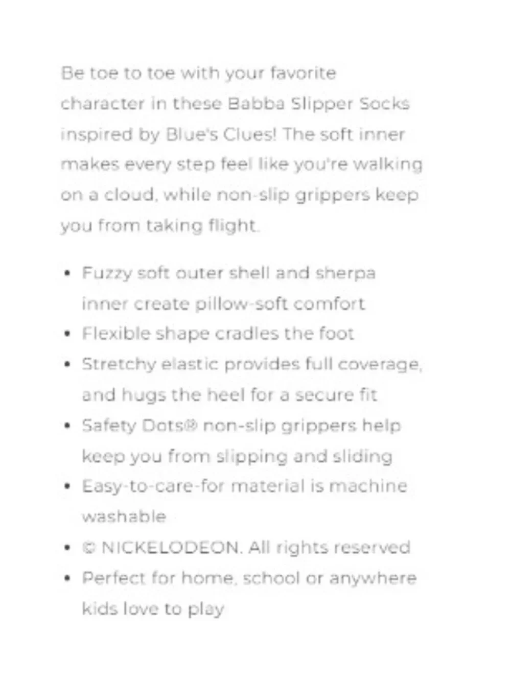 Fuzzy Babba Blue's Clues Slipper Socks with Gripper Bottoms